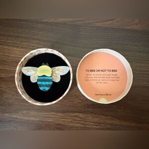 Striped Bee Brooch with Delicate Wings